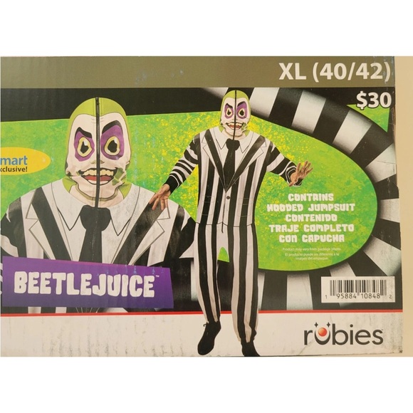 Rubies Beetlejuice Halloween Costume Hooded Jumpsuit Cosplay Adult  XL 40/42 Men - Picture 6 of 11